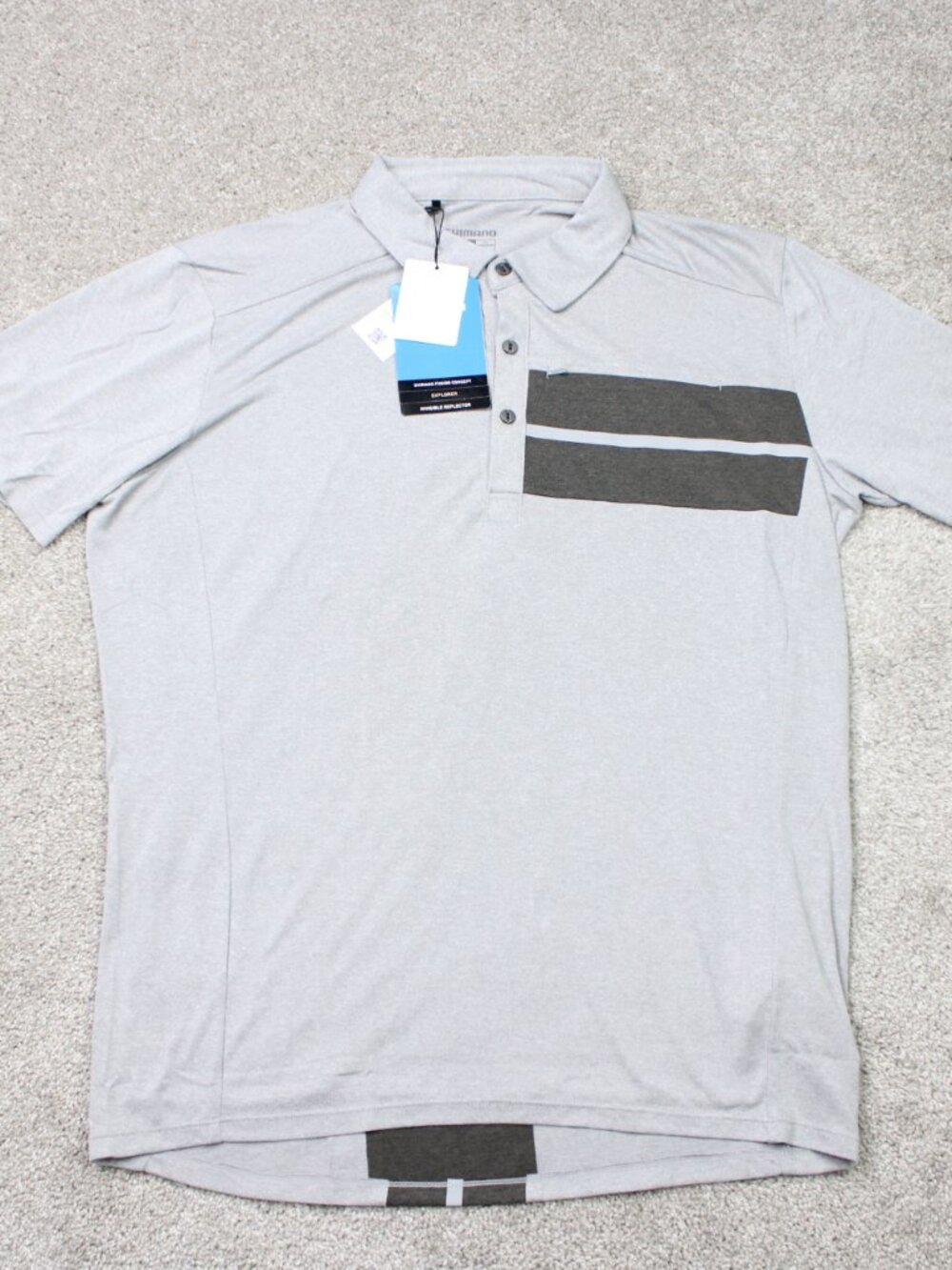 Shimano Transit Polo Shirt NWT Mens XL Gray Cycling Athletic Poly Short Sleeve